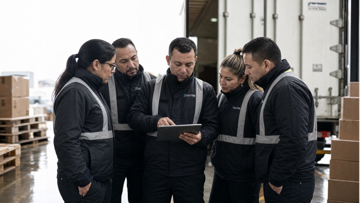 Equipo operativo de Xolution en bodega